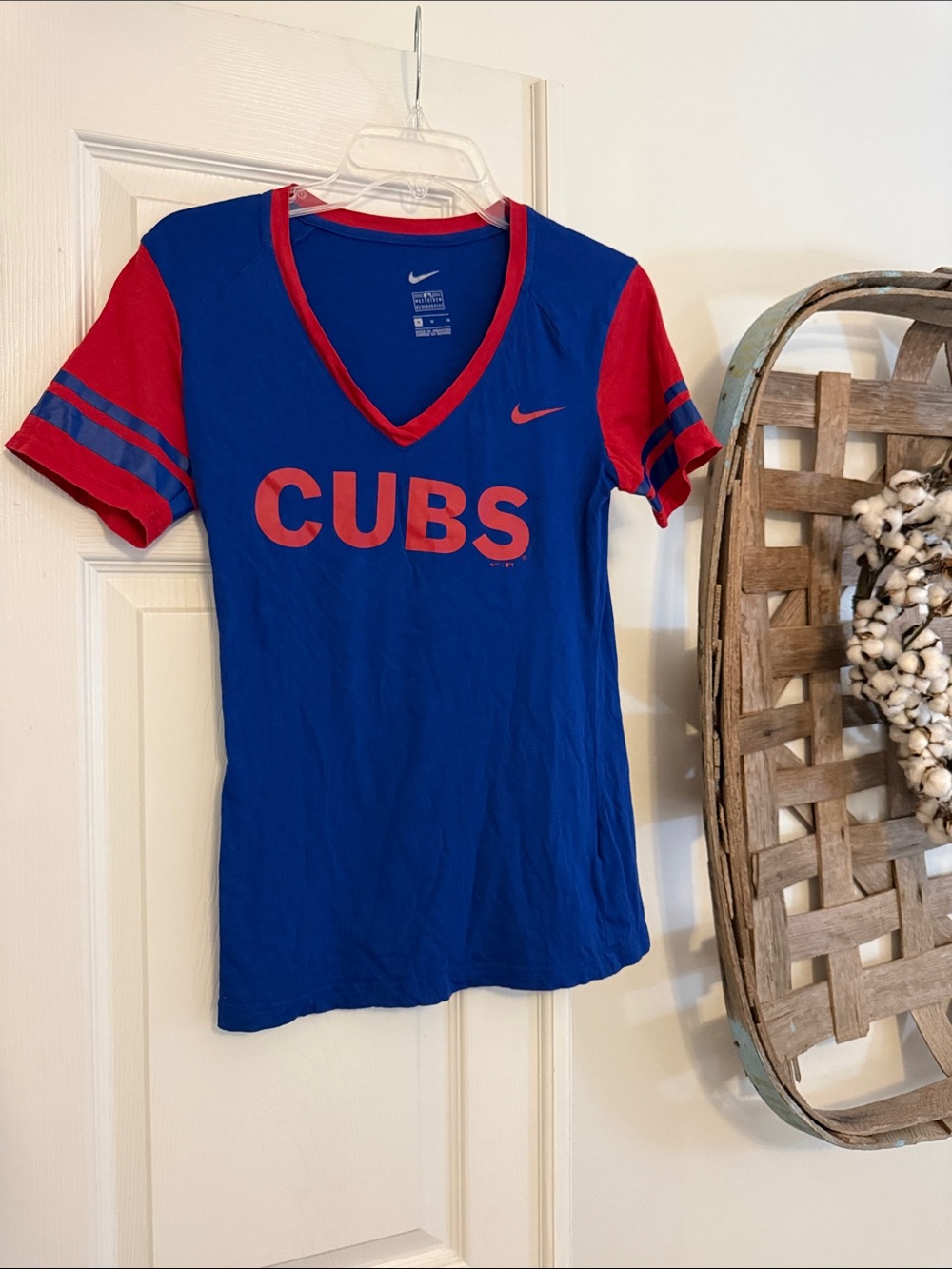 Nike Blue & Red CUBS V-Neck Team Tee